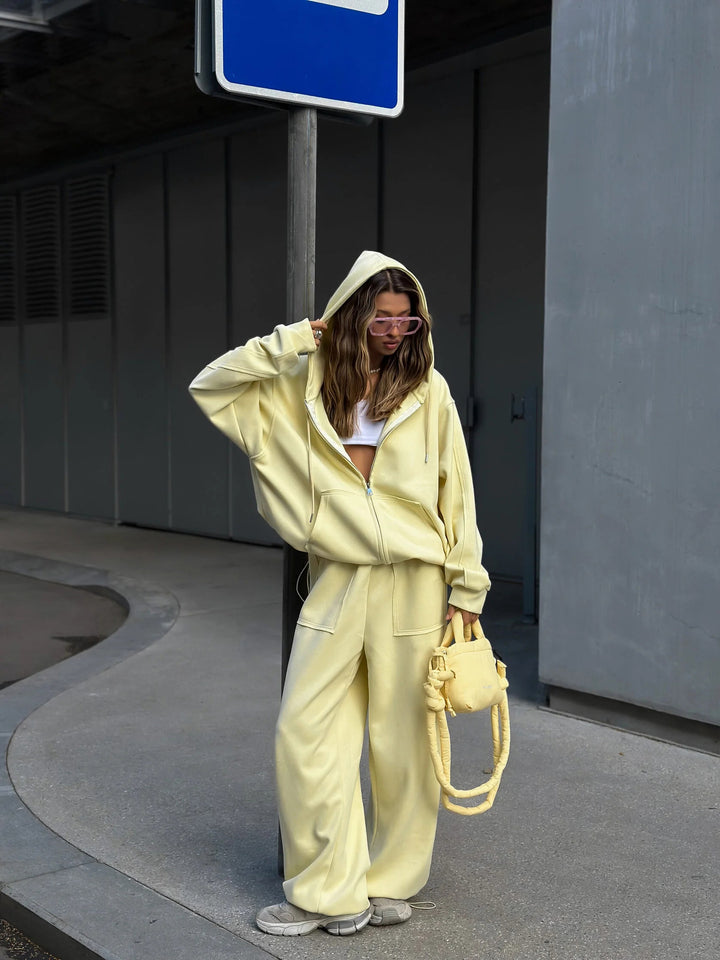 Damen Gemütlicher Oversized Loungewear-Anzug mit Kapuze Drune