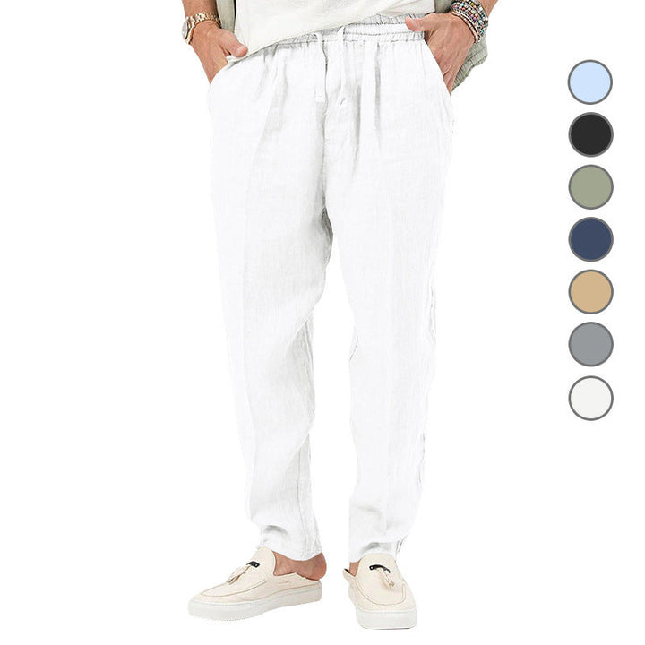Herren Leichte Leinenhose mit elastischem Bund und praktischen Eingrifftaschen Drune