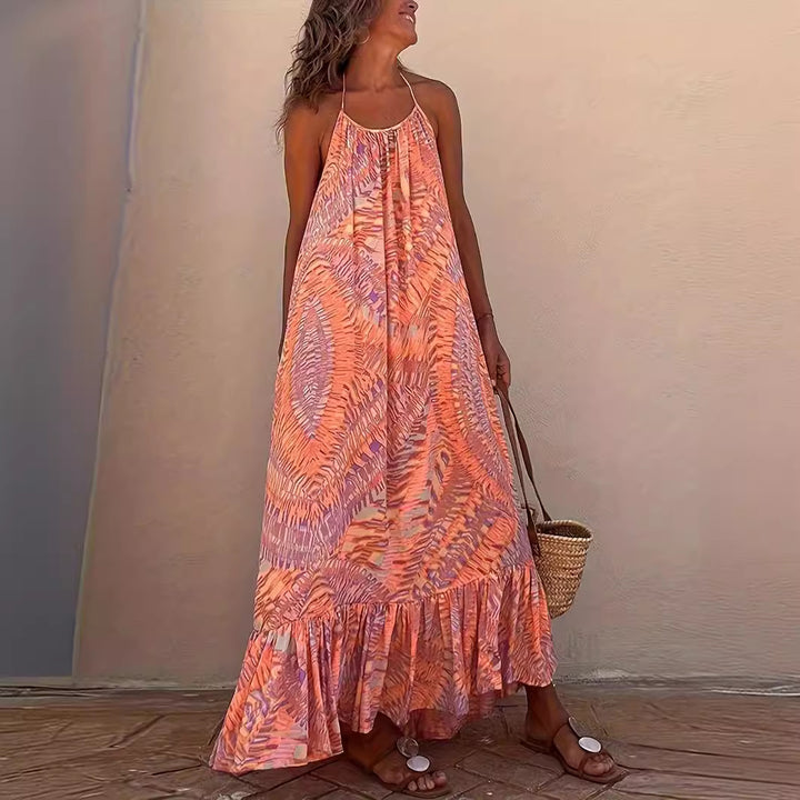 Damen Maxi Sommerkleid mit Rüschen Drune