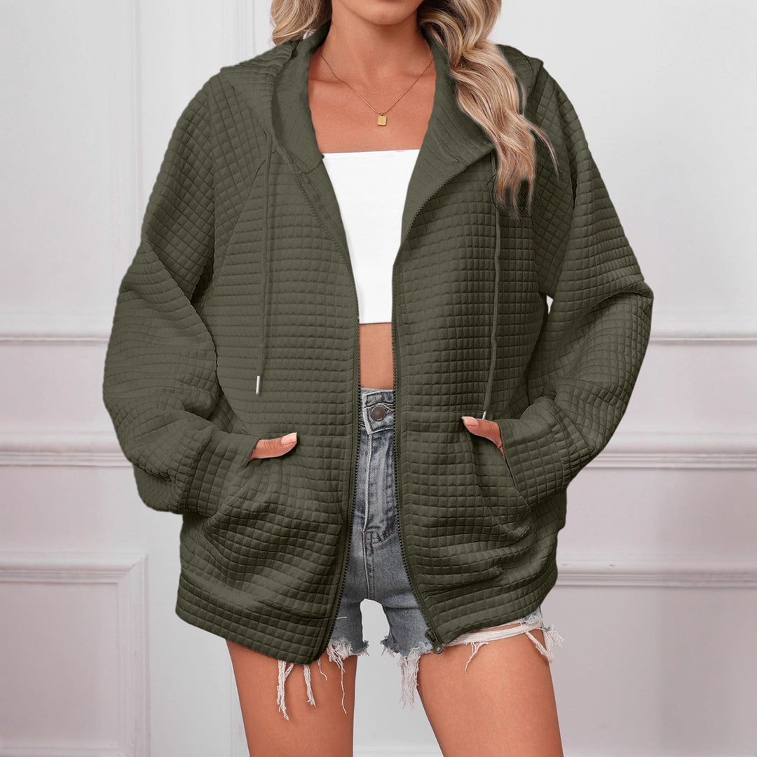 Damen Oversized Kapuzenjacke aus strukturiertem Material Drune
