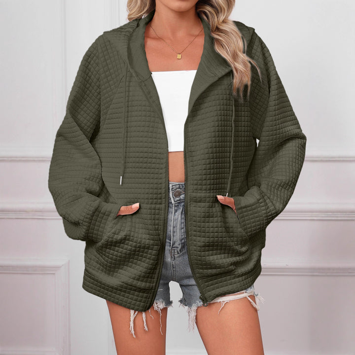 Damen Oversized Kapuzenjacke aus strukturiertem Material Drune