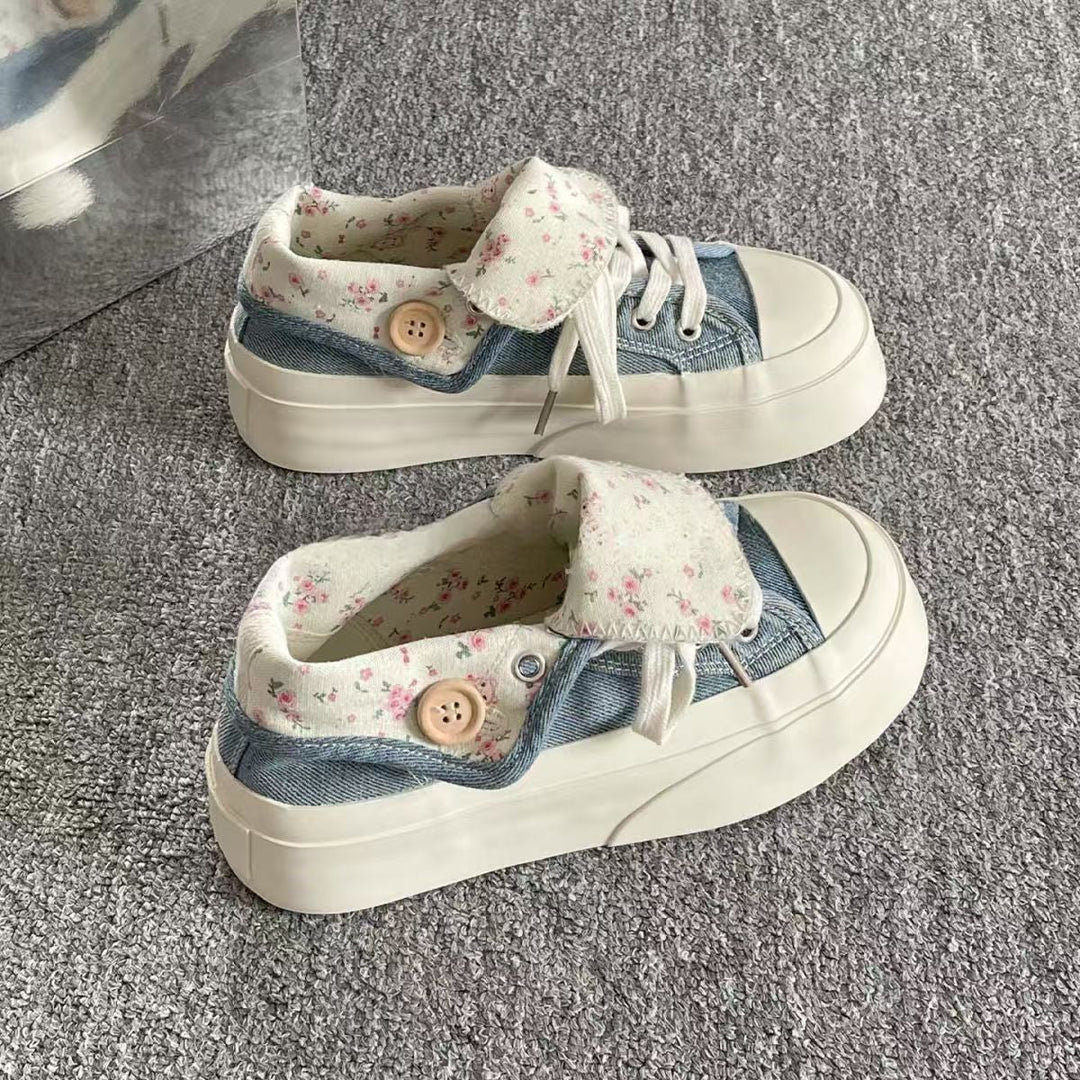 Damen Sneakers mit modischer Knopf-Details und innovativer Gummisohle Drune