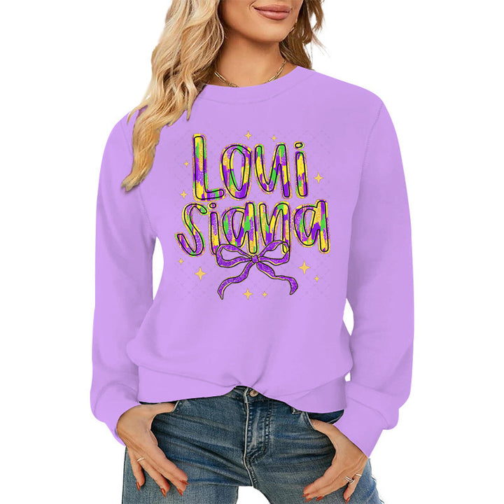 Damen Sweatshirt mit kreativem Schriftzug und weichem Innenfutter Drune