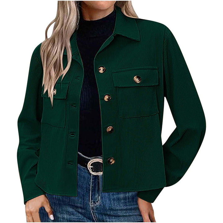 Damen lässige Utility-Jacke mit Knopfverschluss und praktischen Brusttaschen Drune