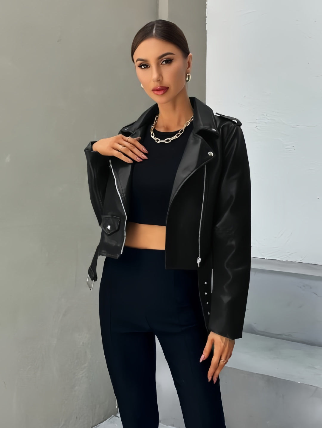 Damen cropped Bikerjacke Drune