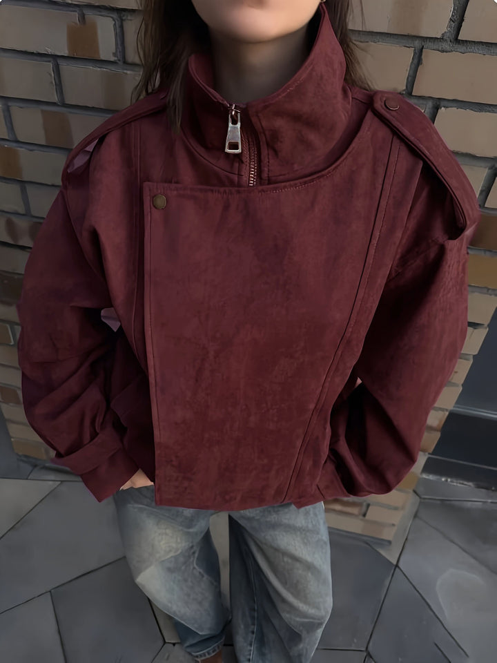 Damen modische Steppjacke mit hohem Kragen und seitlichen Taschen Drune