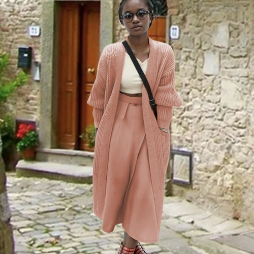 Damen Grobstrick-Longcardigan mit lässiger Passform und seitlichen Taschen Drune