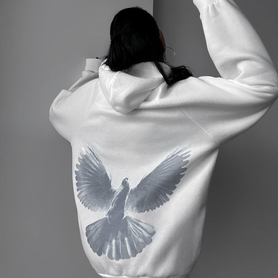 Damen Kapuzenpullover mit einzigartigem Vogelmotiv und lässigem Schnitt Drune