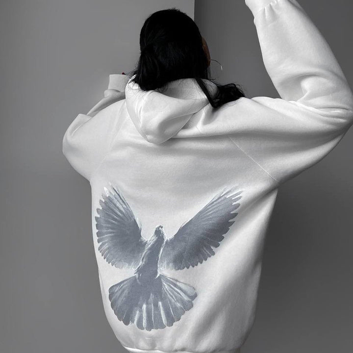 Damen Kapuzenpullover mit einzigartigem Vogelmotiv und lässigem Schnitt Drune