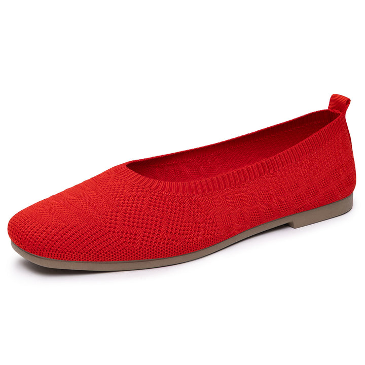 Damen nan gestrickte Ballerina-Slip-On Komfortballerina mit nahtlosem Sockeneinstieg und flexibler Leichtsohle Drune