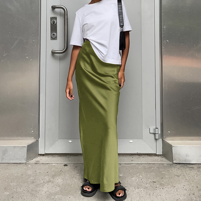 Damen Maxirock mit fließendem Satin-Finish und seitlichem Schlitz Drune