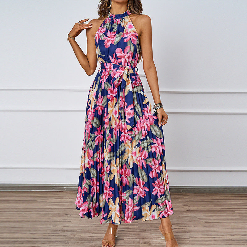 Damen Elegantes Maxikleid mit floralem Design und gerafftem Oberteil Drune
