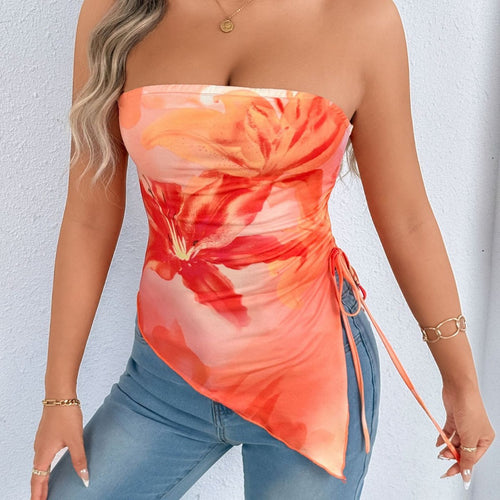Damen Oberteil mit asymmetrischem Schnitt und floralem Design Drune