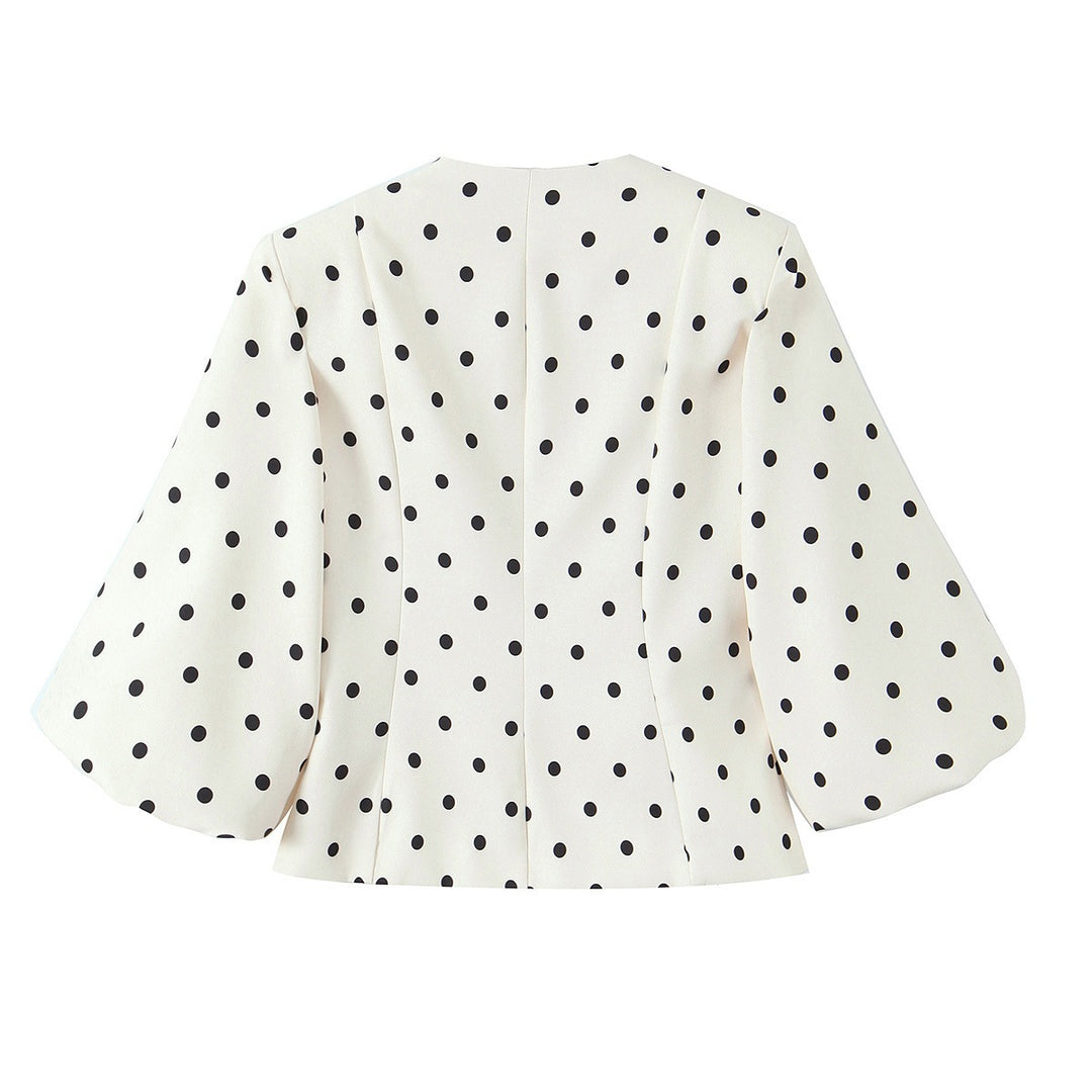 Damenbluse mit voluminösen Ärmeln und Polka-Dot-Muster Drune