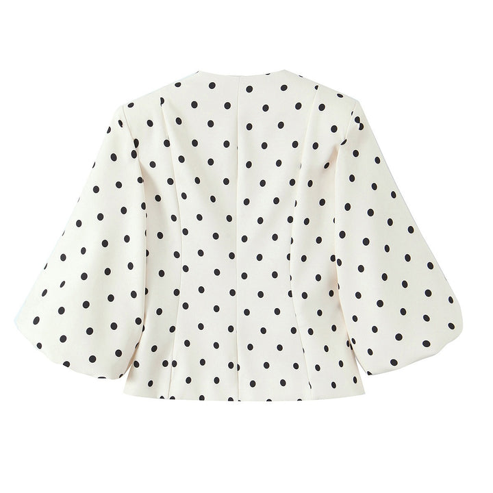 Damenbluse mit voluminösen Ärmeln und Polka-Dot-Muster Drune