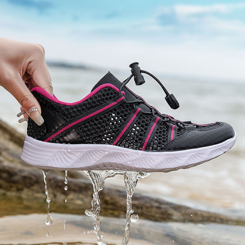 Damen nan atmungsaktiver Netzstoff-Sneaker mit Kordelzugverschluss, ultraleichter EVA-Flexsohle und gepolstertem Fersenkragen Drune
