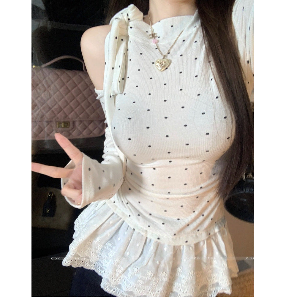 Damen asymmetrisches Oberteil mit verspieltem Rüschenansatz Drune