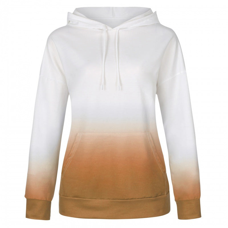 Damen Kapuzenpullover mit modernen Farbverlauf und praktischen Kängurutaschen Drune