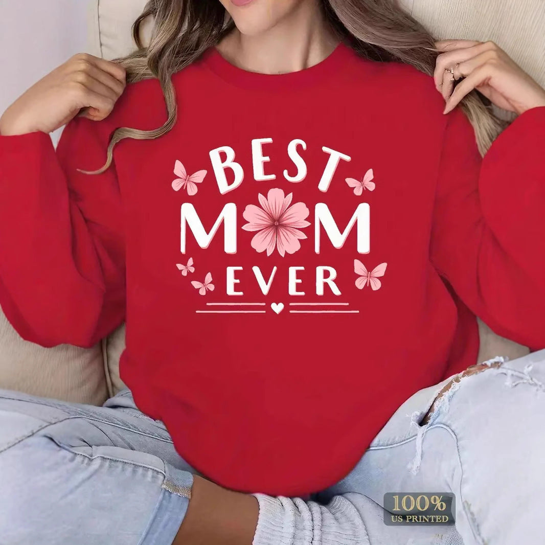 Damen Sweatshirt mit verspieltem Lieblingsspruch und floralem Design Drune