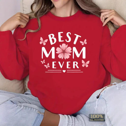 Damen Sweatshirt mit verspieltem Lieblingsspruch und floralem Design Drune