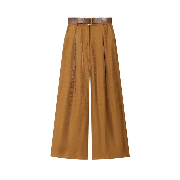 Damen weite Palazzo-Hose mit elegantem Gürtel und seitlichem Schlitz Drune