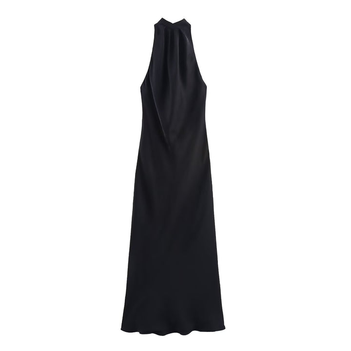 Damen Elegantes Maxikleid mit schimmerndem Wasserfallausschnitt und figurumspielendem Schnitt Drune