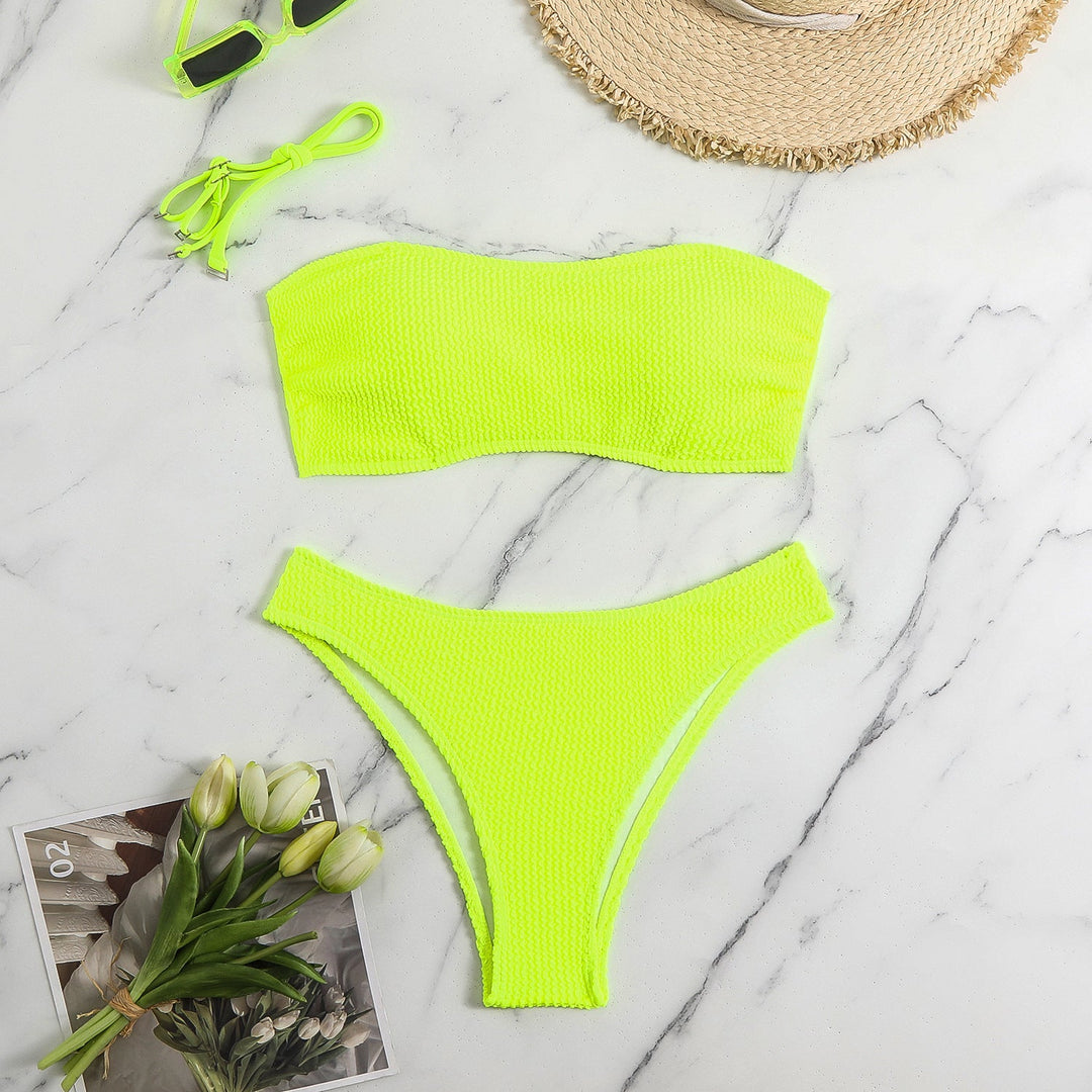 Damen Bandeau-Bikini-Set mit strukturiertem Oberteil und klassischem Schnitt Drune