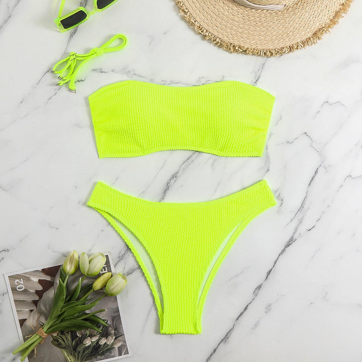 Damen Bandeau-Bikini-Set mit strukturiertem Oberteil und klassischem Schnitt Drune