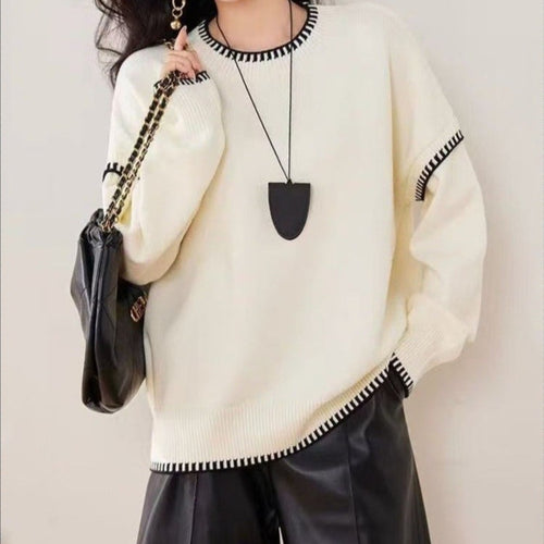 Damen kuscheliger Pullover mit strukturiertem Saum und modernen Akzenten Drune