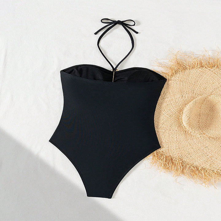 Damen Strapless Einteiler Badeanzug mit modischem Cut-Out Drune