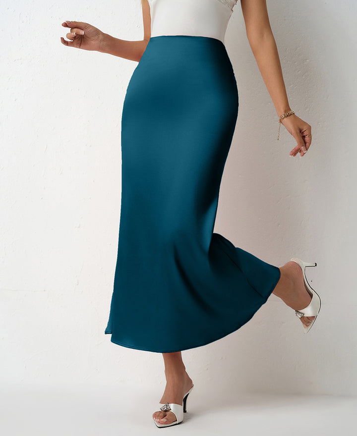 Damen Eleganter Maxirock mit fließendem Schnitt und hohem Bund Drune