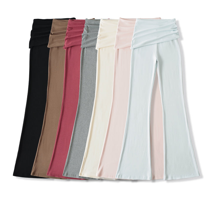 Damen weite Flared-Loungehose mit komfortablem Wickelbund Drune