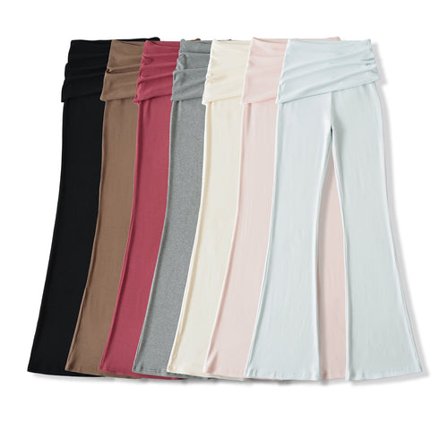 Damen weite Flared-Loungehose mit komfortablem Wickelbund Drune