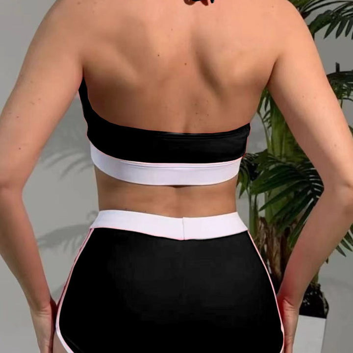 Damen Sportliches Bikini-Set mit hochgeschnittenem Höschen und modischem Haltertop Drune