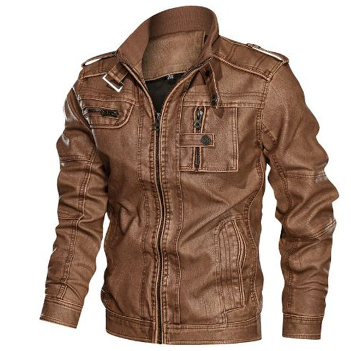 Herren robuste Kunstlederjacke im Military-Stil Drune