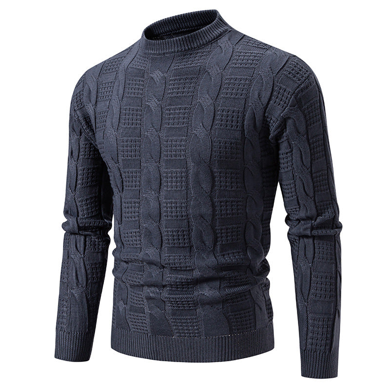 Herren Hochwertiger Grobstrickpullover mit Stehkragen und dekorativem Muster Drune
