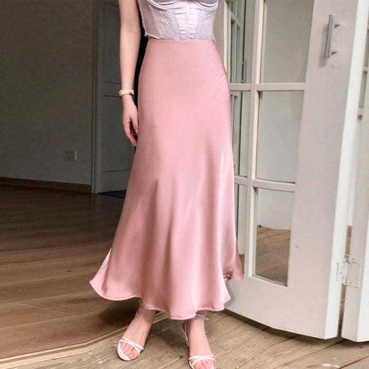 Damen Maxikleid aus seidenähnlichem Material Drune
