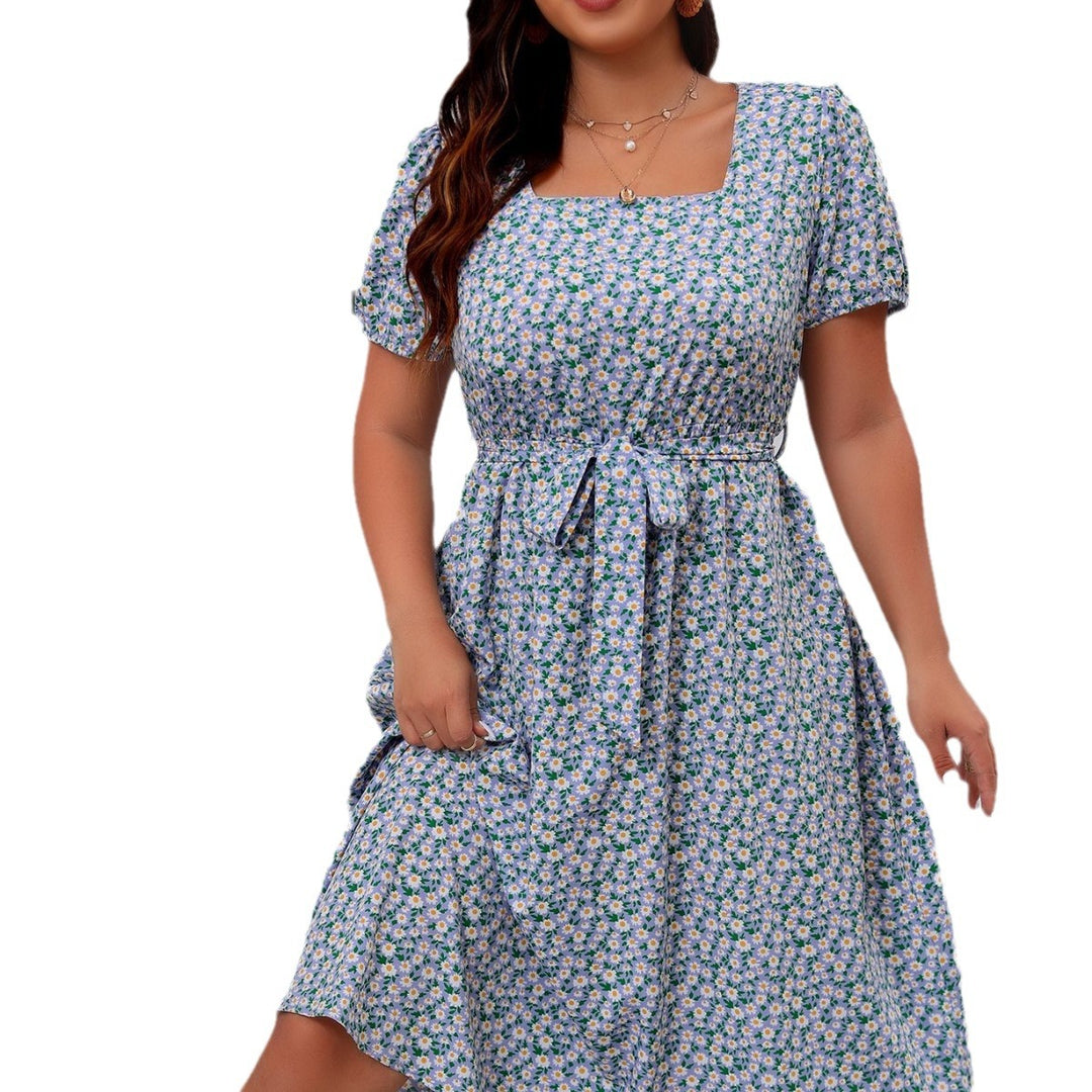 Damen Midi Kleid mit floralem Allover-Print und Puffärmeln Drune
