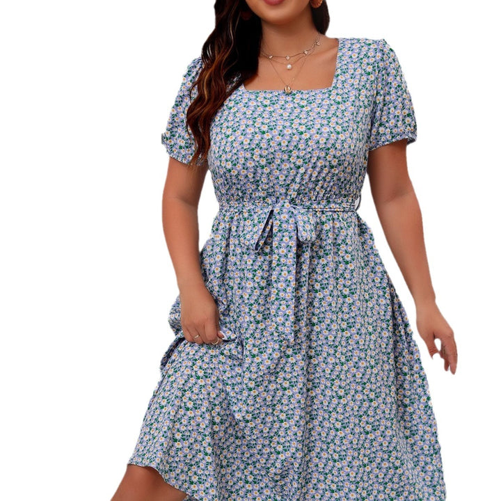 Damen Midi Kleid mit floralem Allover-Print und Puffärmeln Drune