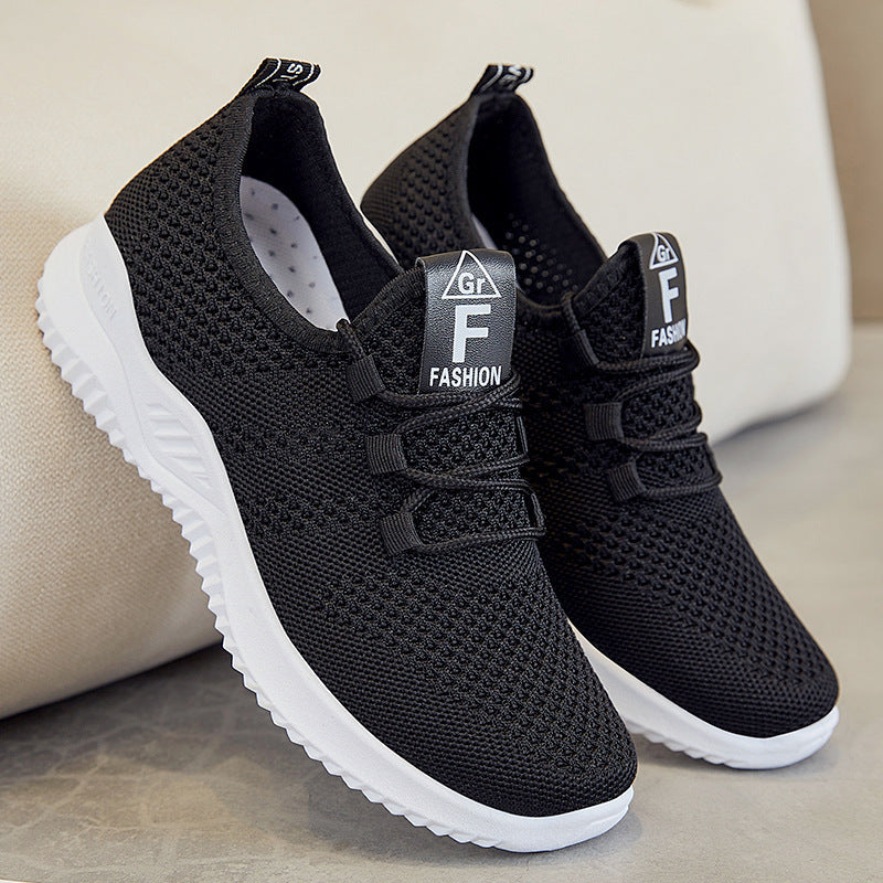 Damen nan ultraleichter 3D-Strick Slip-On Sneaker mit elastischer Schnürung, Zuglasche und dämpfender EVA-Mittelsohle Drune
