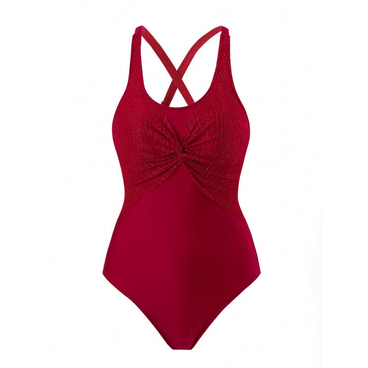 Damen Einteiler Badeanzug mit elegantem Wickeldesign Drune