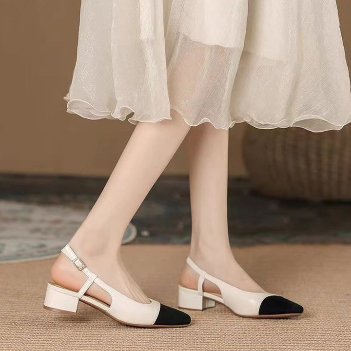 Damen Slingback-Pumps mit komfortablem Blockabsatz und feinem Lederdesign Drune