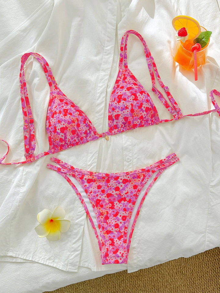 Damen Triangel-Bikini mit floralen Mustern Drune