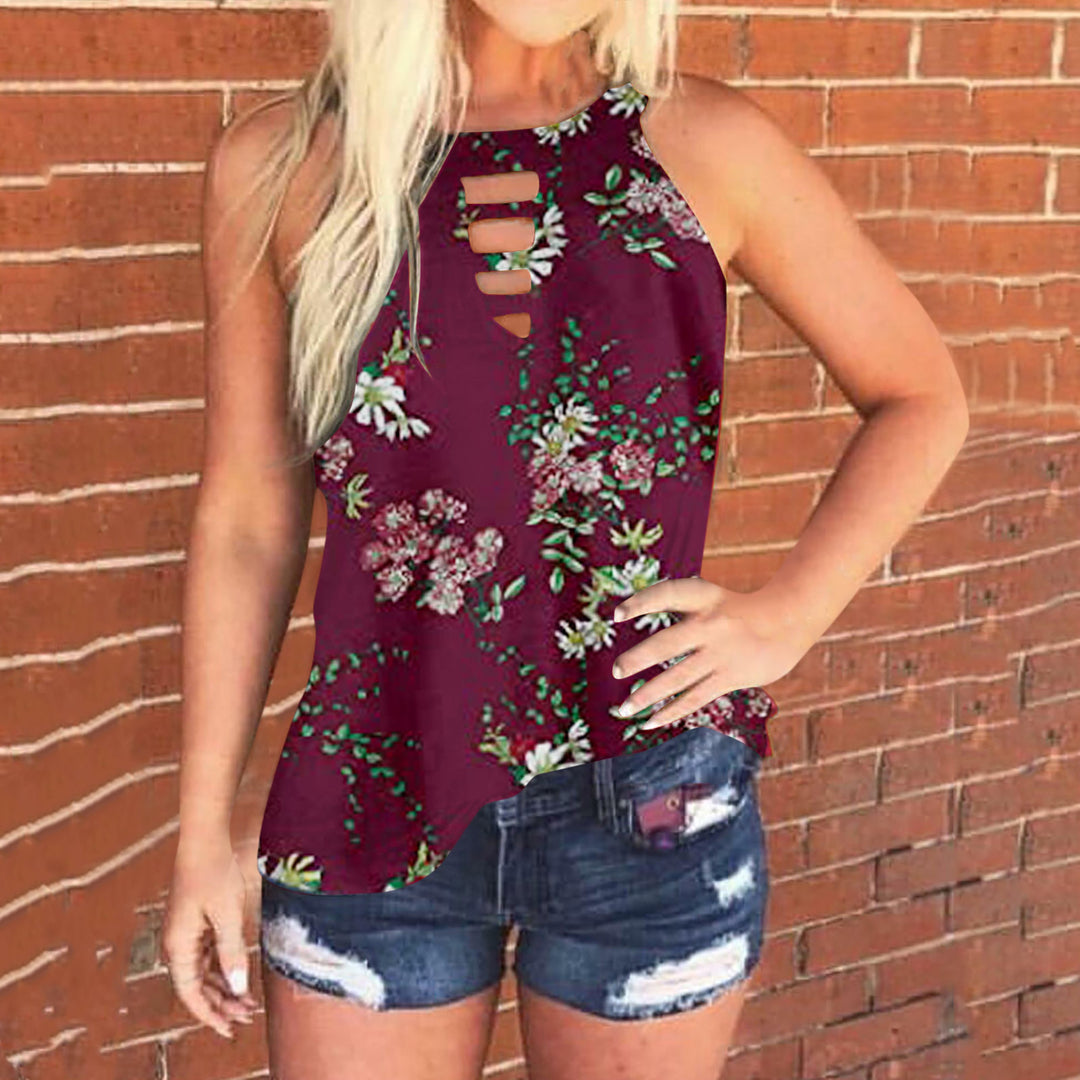 Damen ärmelloses Halboberteil mit detailliertem Mandala-Muster und modischem Cut-Out Drune