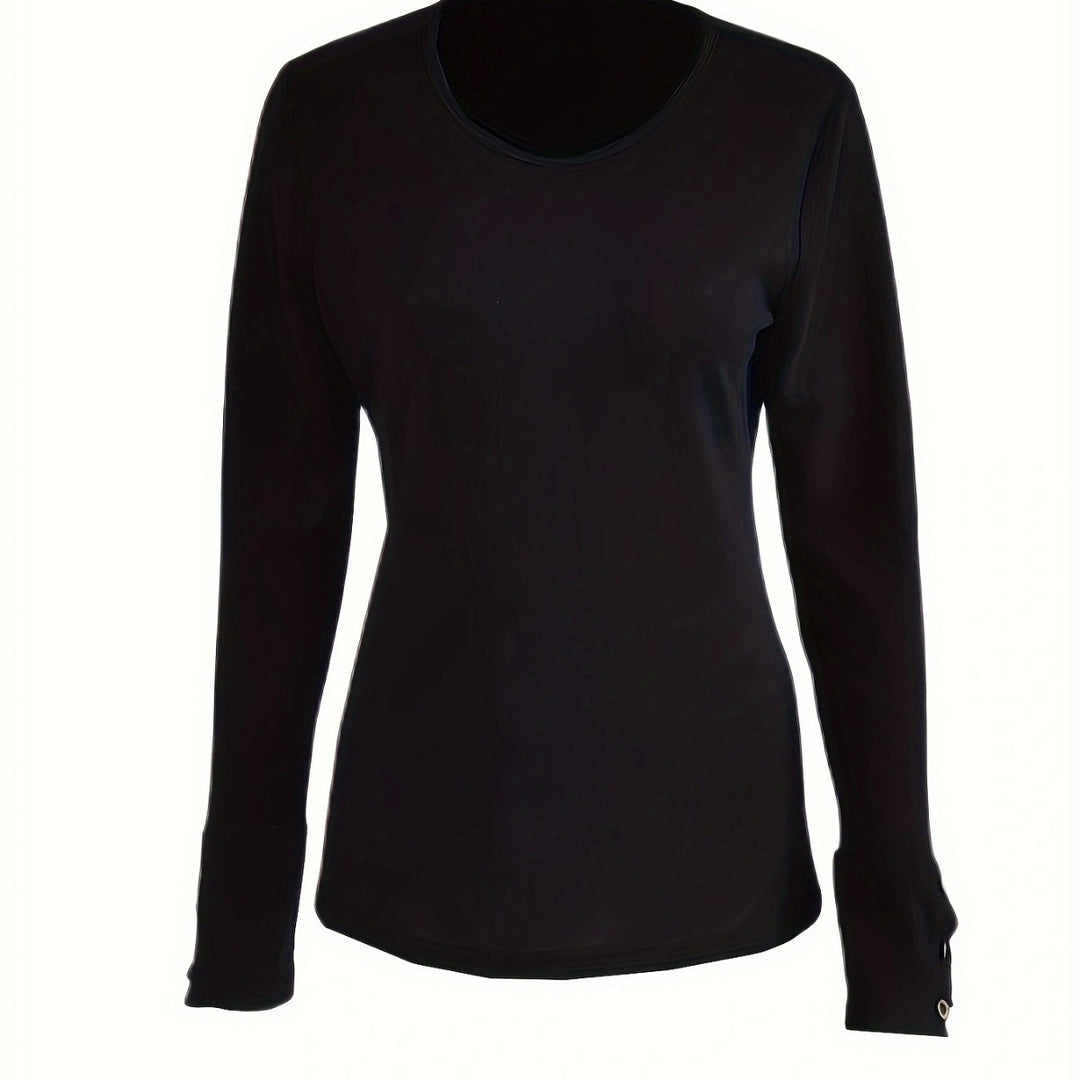 Damen Langarmshirt mit modischen Knopfdetaillierungen Drune