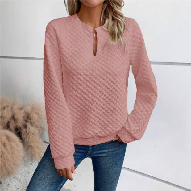 Damen Sweatshirt mit strukturiertem Steppdesign und modischem Ausschnitt Drune