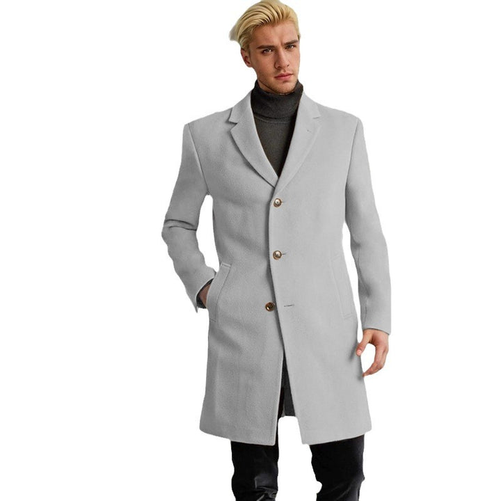 Herren eleganter Langmantel mit goldenen Knöpfen und klassischem Schnitt Drune