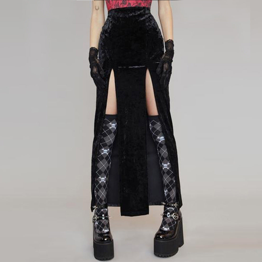 Damen Rippstrickrock mit seitlichen Schlitzen und luxuriösem Samtfinish Drune