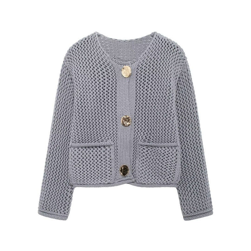 Damen Strickjacke mit offener Maschenstruktur und komfortablen Taschen Drune