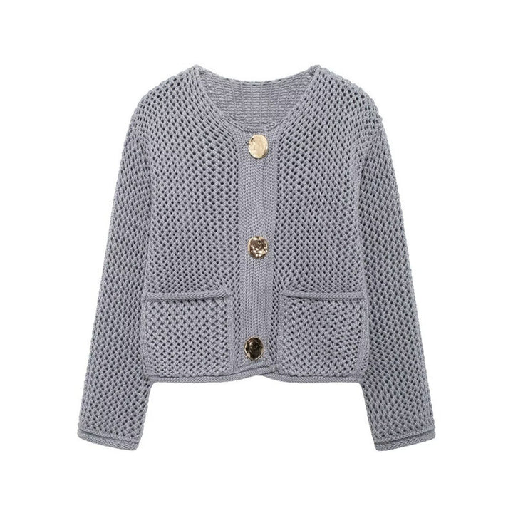 Damen Strickjacke mit offener Maschenstruktur und komfortablen Taschen Drune